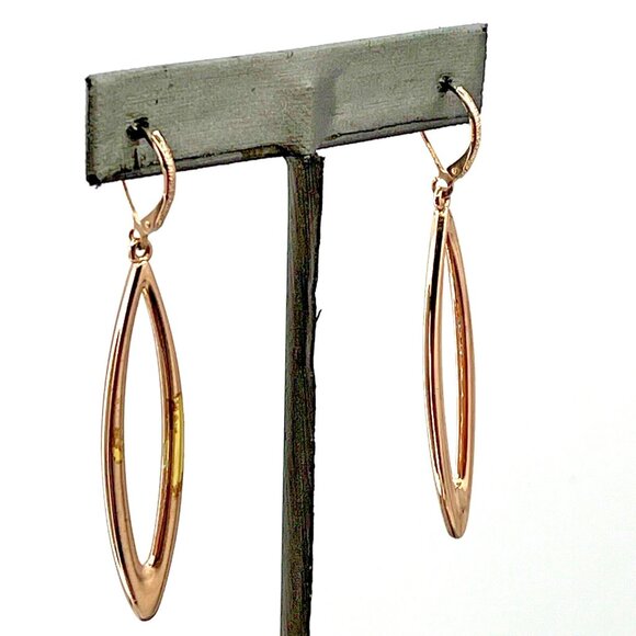 Joan Rivers Rose Gold Tone Elongated Hoop Dangle Earrings Pierced 2.5" - Picture 6 of 9